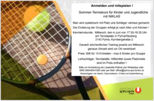 Tenniskurs Sommer 2025